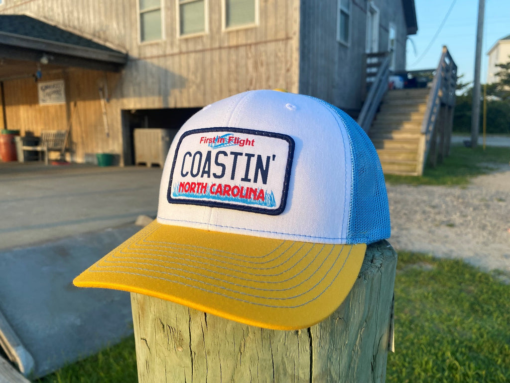 Coastin' North Carolina License Plate Trucker Hat