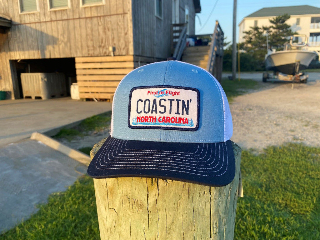 Coastin' North Carolina License Plate Trucker Hat