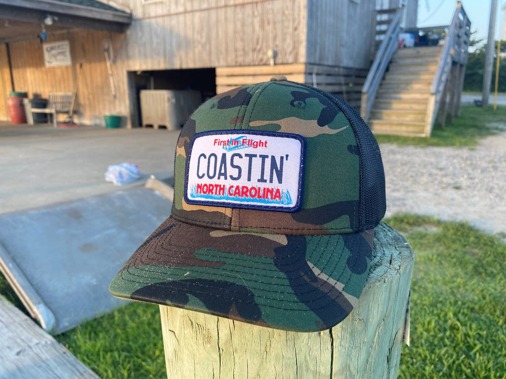 Coastin' North Carolina License Plate Trucker Hat