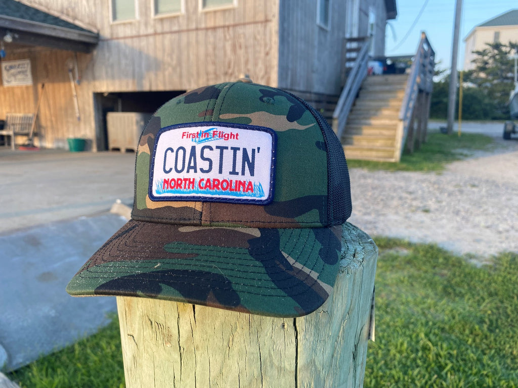 Coastin' North Carolina License Plate Trucker Hat